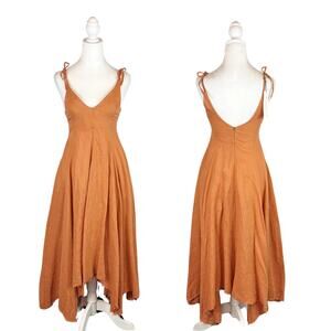 Fil De Vie Tangier Linen Maxi Dress XS Orange NWT